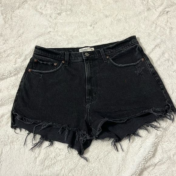 Abercrombie & Fitch Pants - Abercrombie & Fitch Black High-Waist Denim Cutoff Shorts
